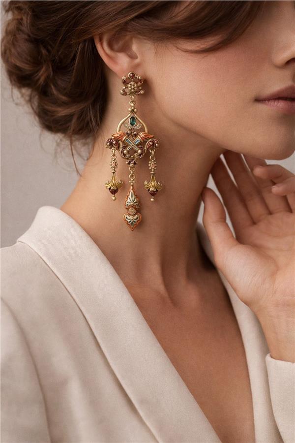 Eloise İnce İşçilikli Mineli Vintage Küpe